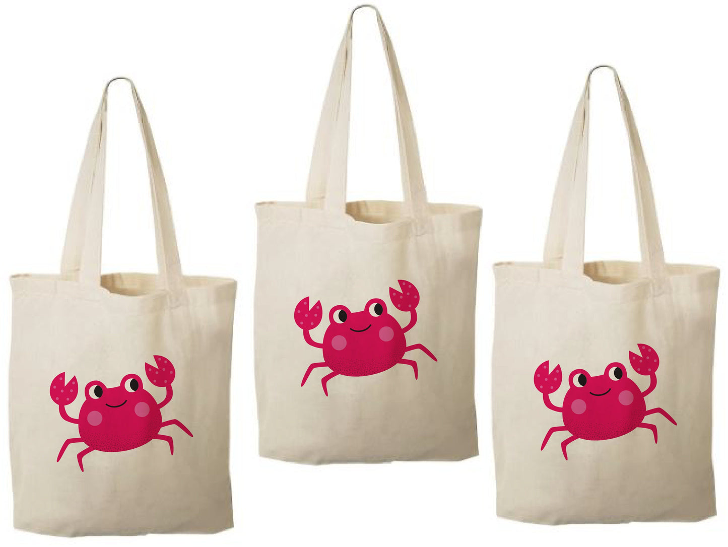 Crab Party Favor Bags: Set of 3 Cotton Goodie Bags