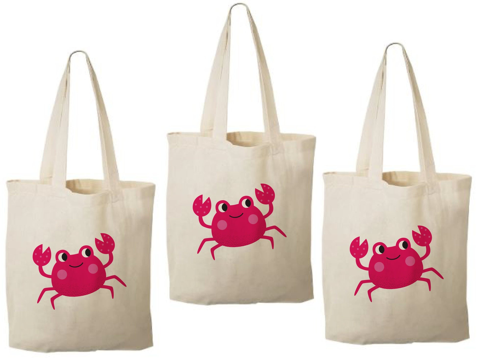 Crab Party Favor Bags: Set of 3 Cotton Goodie Bags