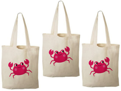 Crab Party Favor Bags: Set of 3 Cotton Goodie Bags