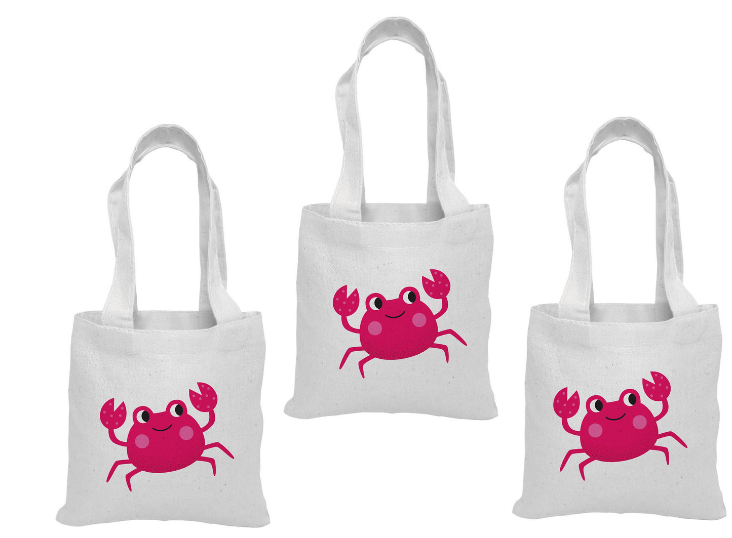 Crab Party Favor Bags: Set of 3 Cotton Goodie Bags