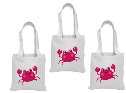 Crab Party Favor Bags: Set of 3 Cotton Goodie Bags