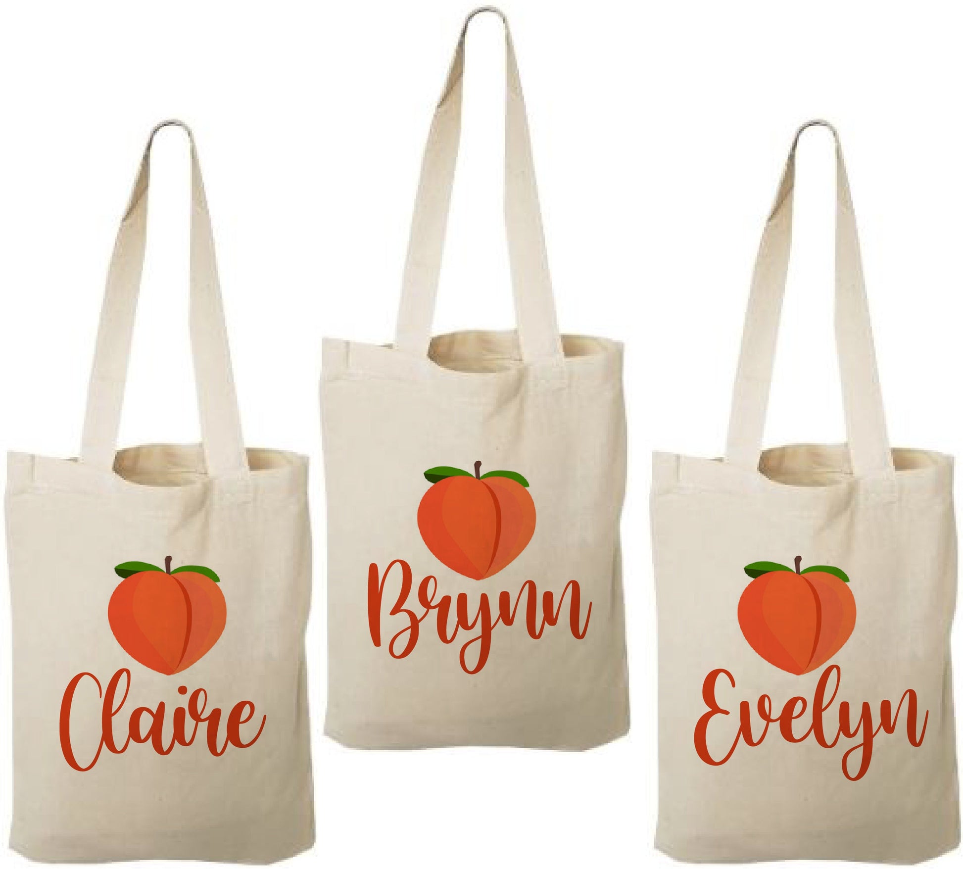 Personalized Peach Party Favor Bags - Set of Three Bags