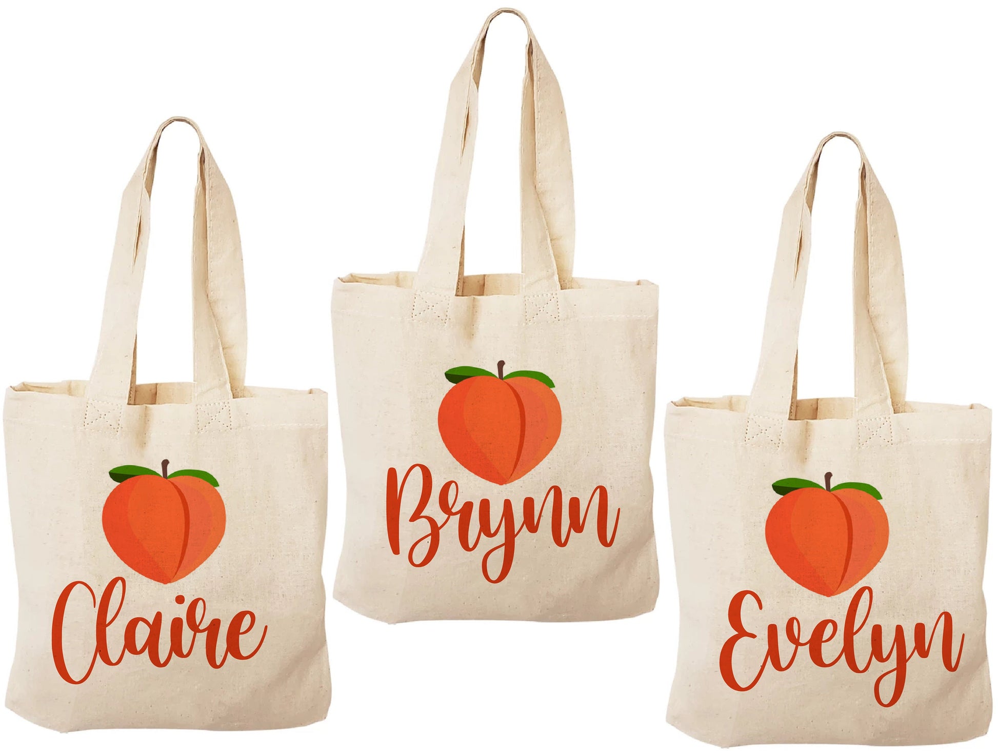 Personalized Peach Party Favor Bags - Set of Three Bags