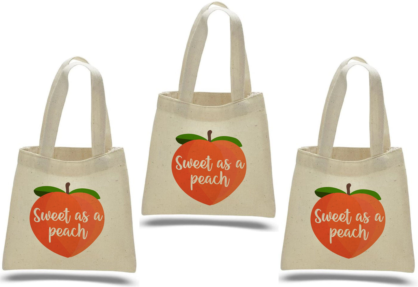 Peach Party Favor Bags: Set of 3 Cotton Treat Bags