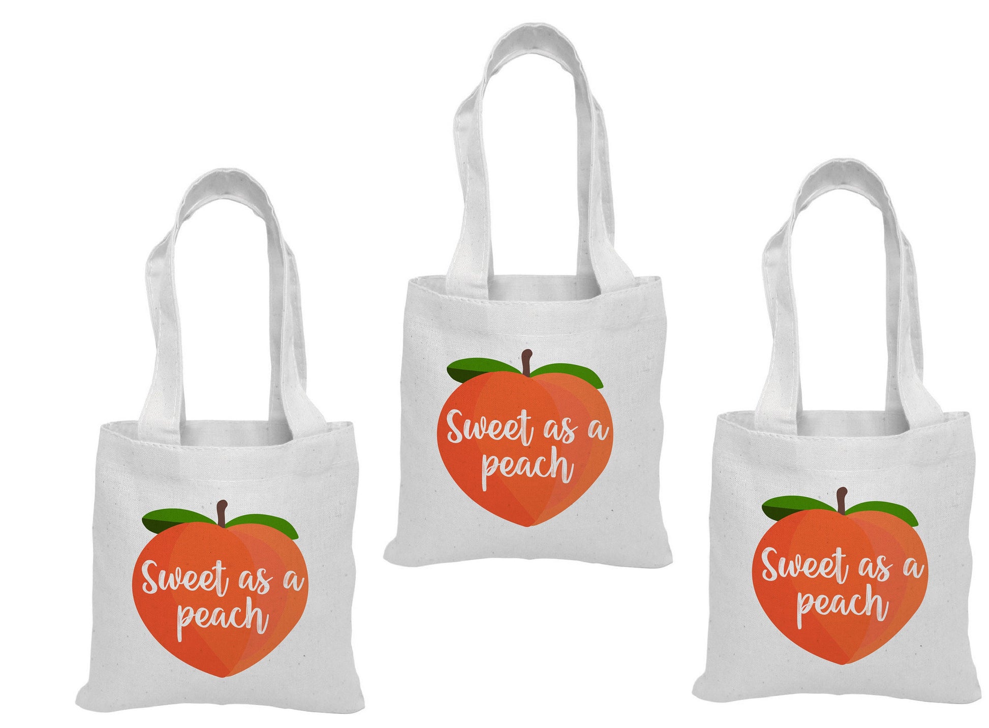 Peach Party Favor Bags: Set of 3 Cotton Treat Bags