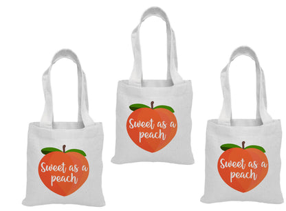 Peach Party Favor Bags: Set of 3 Cotton Treat Bags