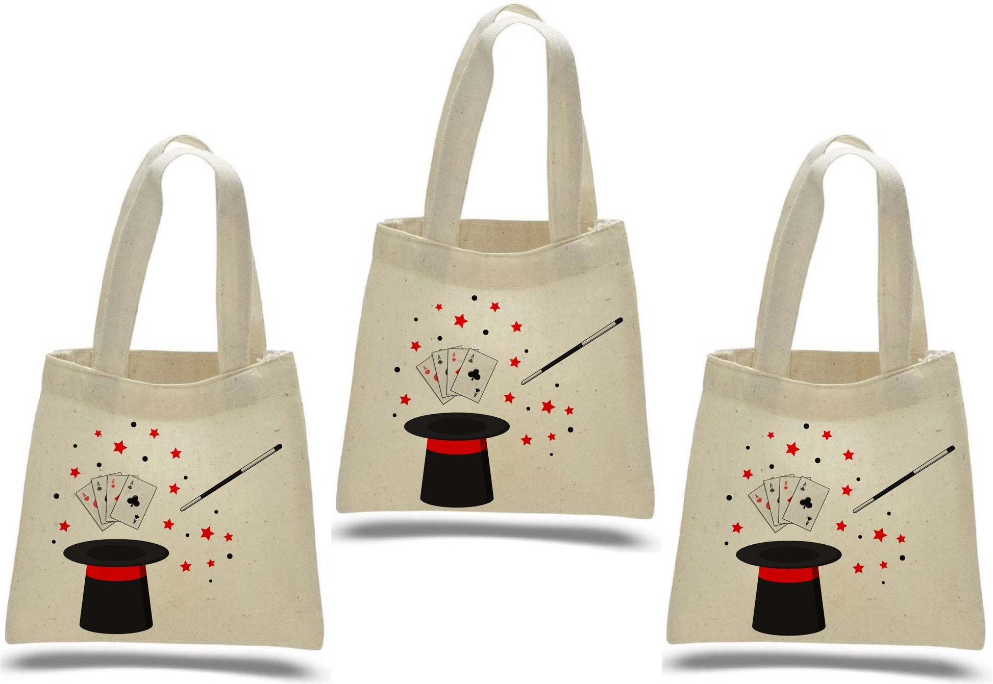 Magic Party Favor Bags – Cotton Canvas Tote, Magician Design
