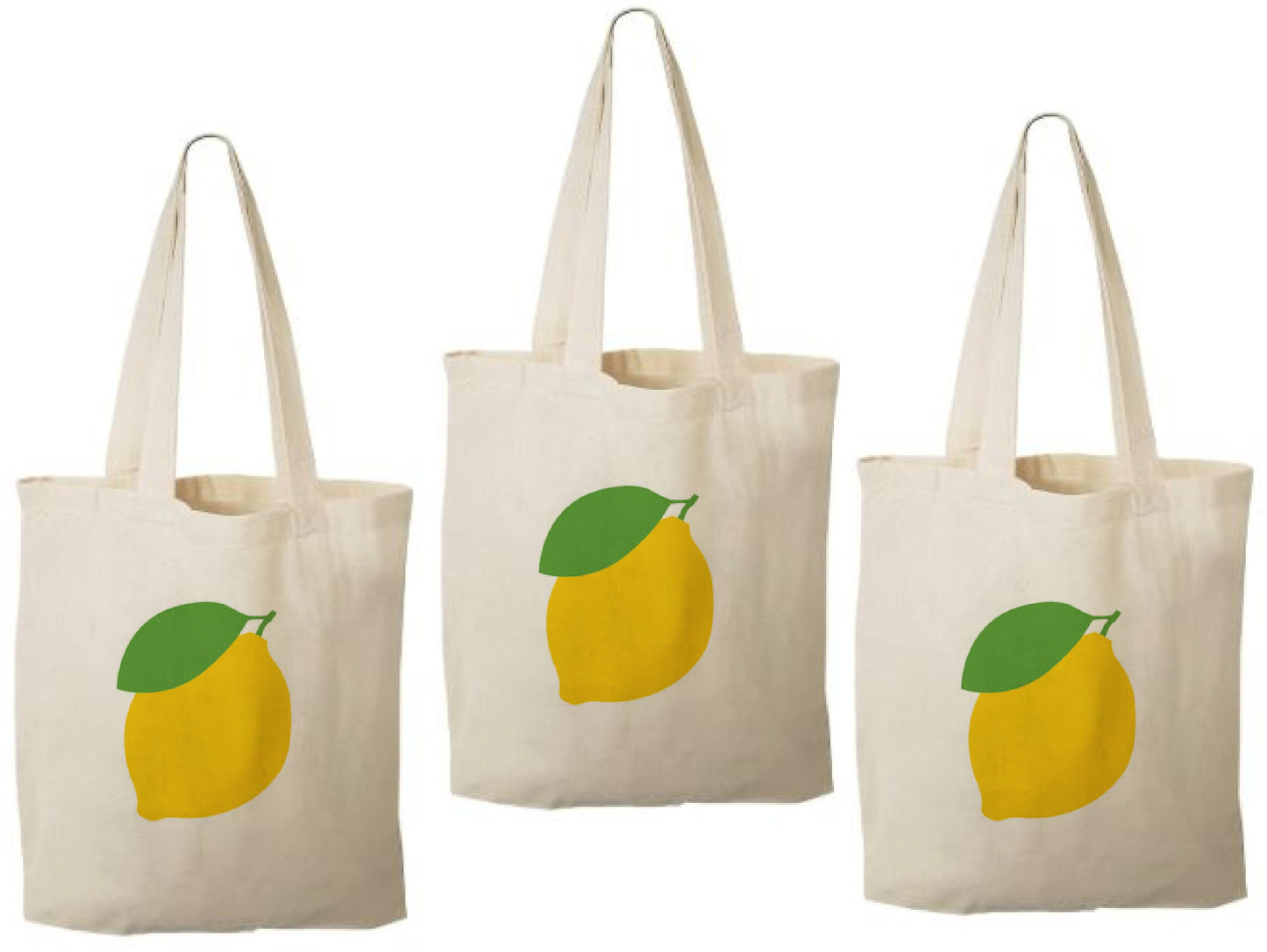 Lemon Party Favor Bags - Perfect for Lemon Themed Parties and Events! - Set of 3 - Cotton Party Bags with Handles - Cute Lemon Goodie Bags