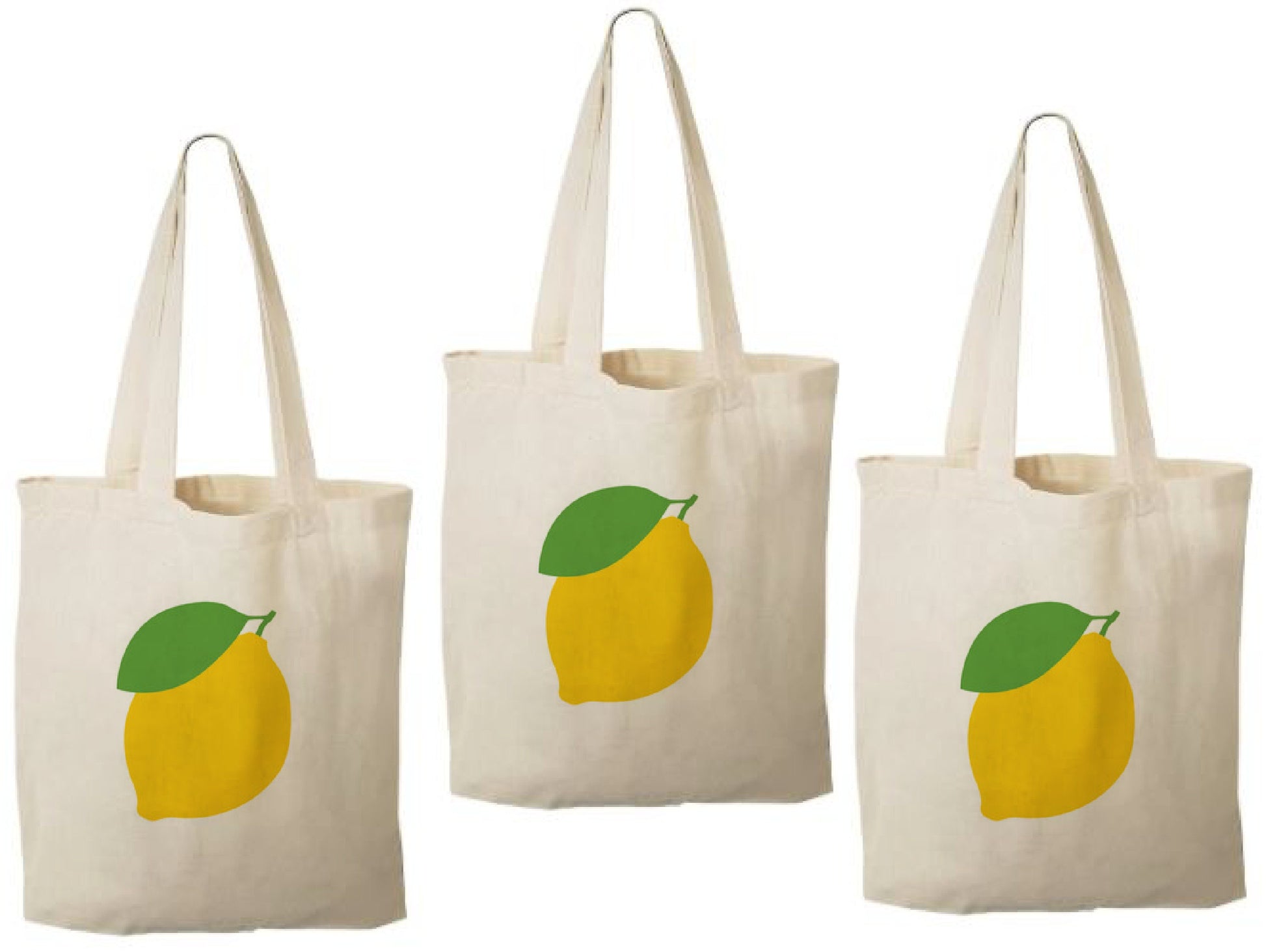 Lemon Party Favor Bags - Perfect for Lemon Themed Parties and Events! - Set of 3 - Cotton Party Bags with Handles - Cute Lemon Goodie Bags