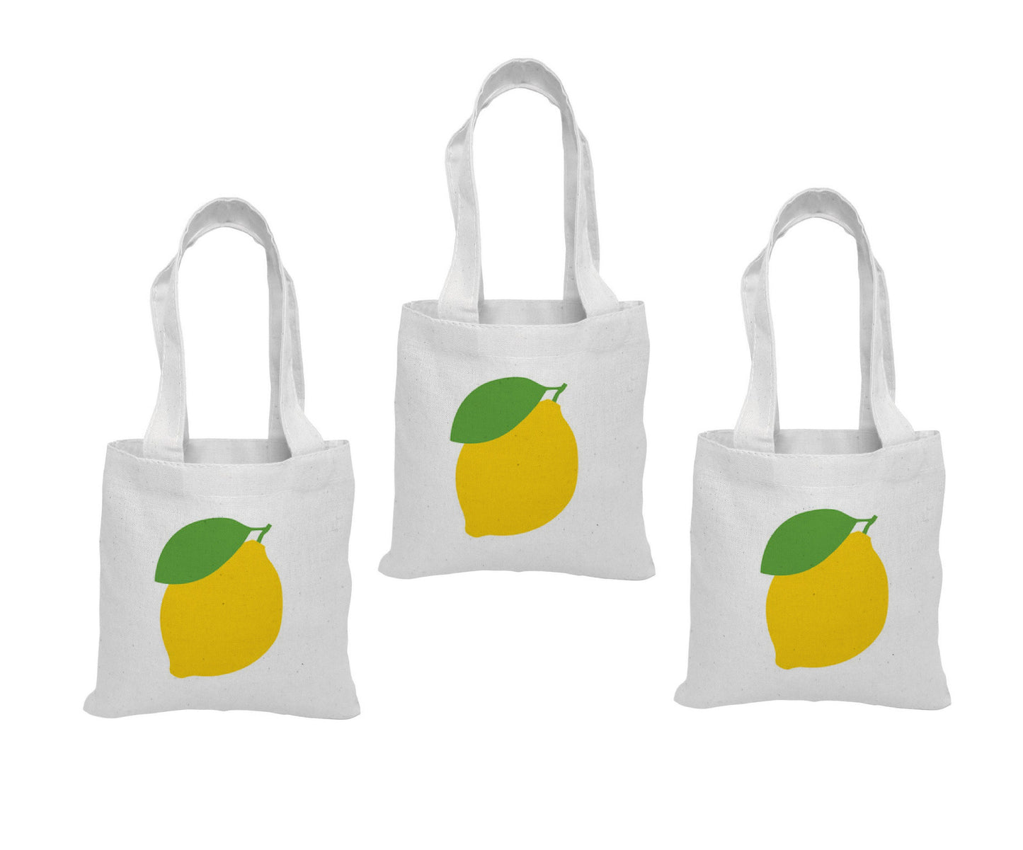 Lemon Party Favor Bags - Perfect for Lemon Themed Parties and Events! - Set of 3 - Cotton Party Bags with Handles - Cute Lemon Goodie Bags