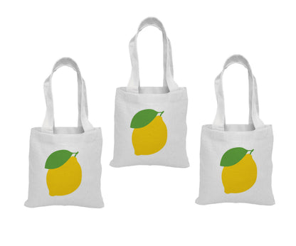 Lemon Party Favor Bags - Perfect for Lemon Themed Parties and Events! - Set of 3 - Cotton Party Bags with Handles - Cute Lemon Goodie Bags
