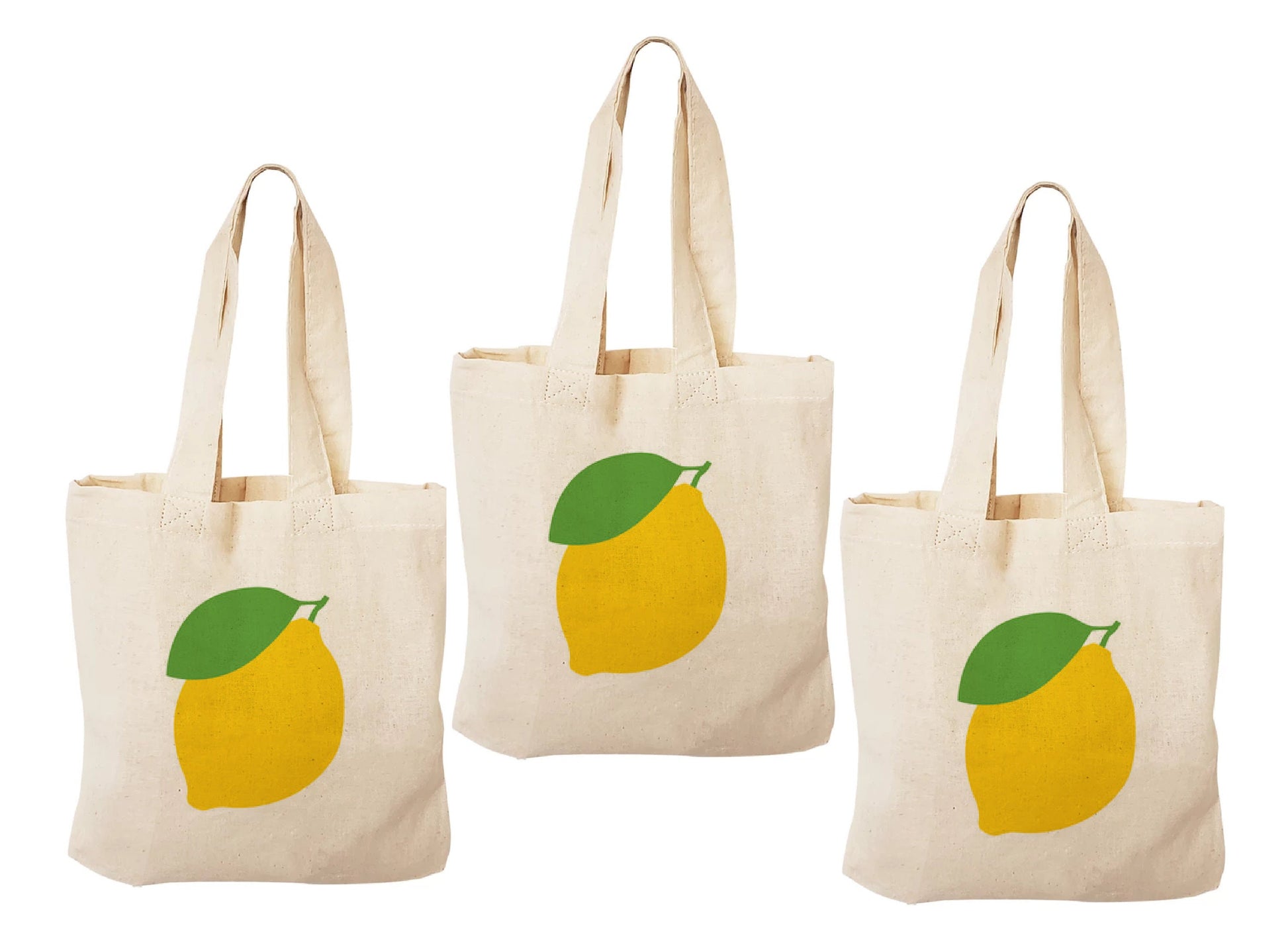 Lemon Party Favor Bags - Perfect for Lemon Themed Parties and Events! - Set of 3 - Cotton Party Bags with Handles - Cute Lemon Goodie Bags