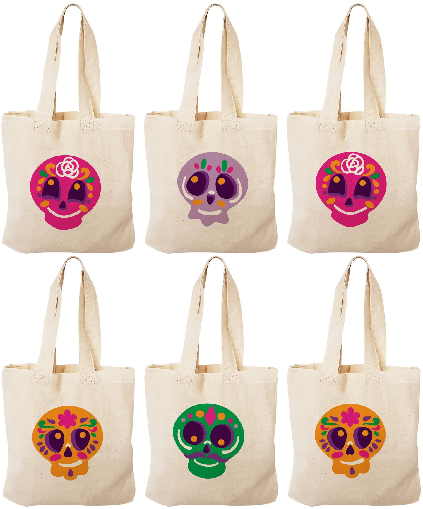 Sugar Skull Party Favor Bags - Set of Six Bags