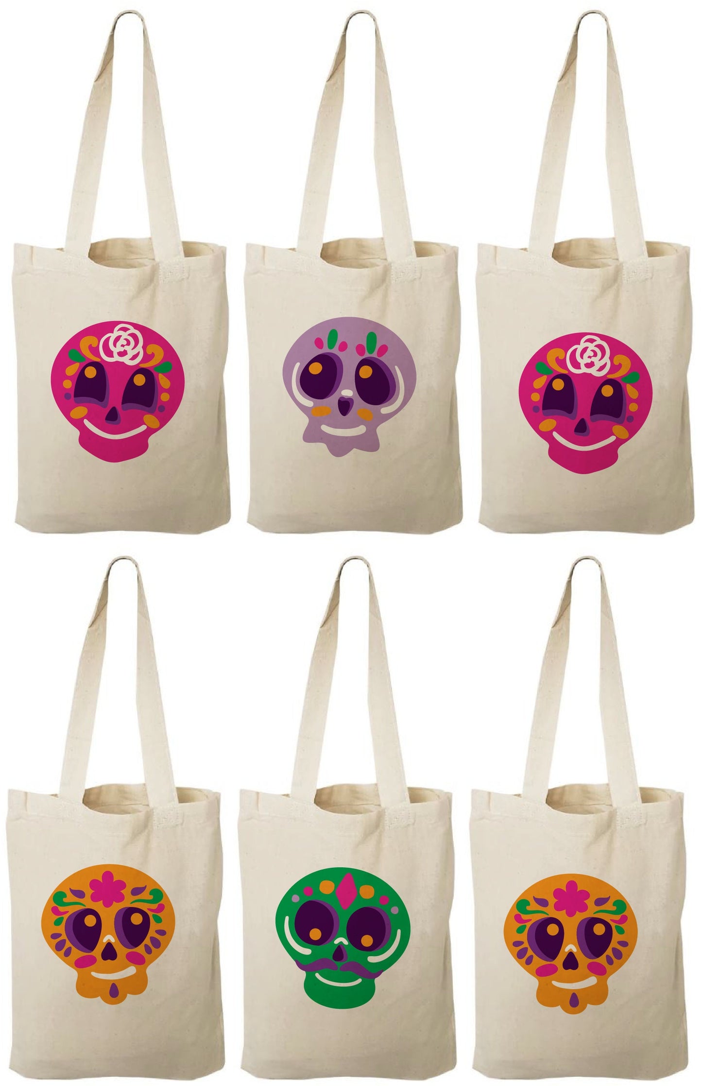 Sugar Skull Party Favor Bags - Set of Six Bags