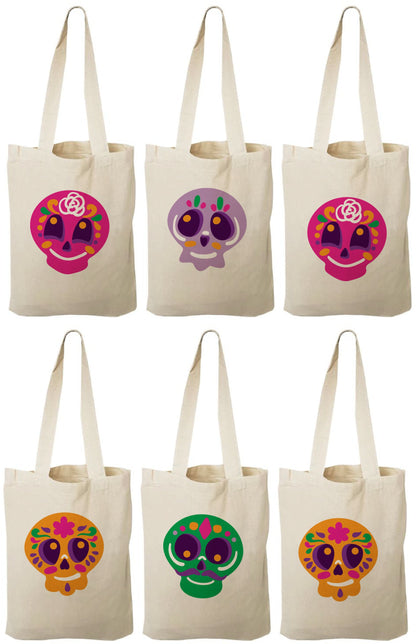 Sugar Skull Party Favor Bags - Set of Six Bags