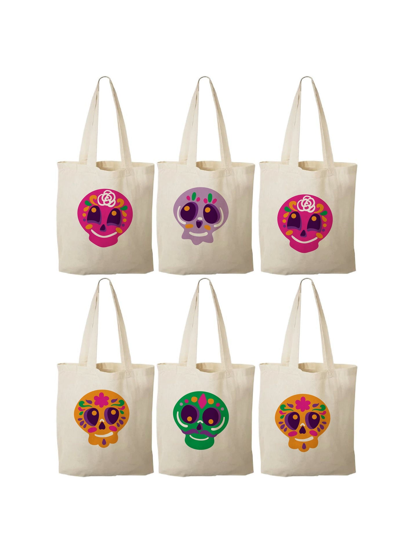 Sugar Skull Party Favor Bags - Set of Six Bags