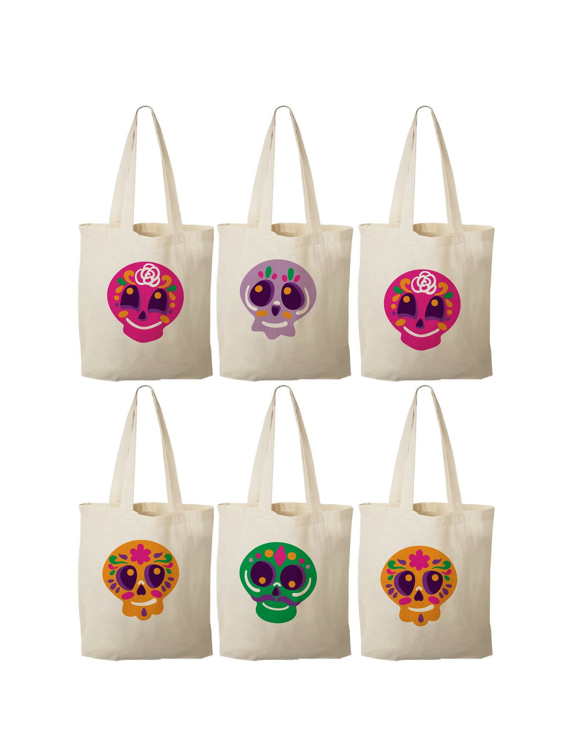 Sugar Skull Party Favor Bags - Set of Six Bags