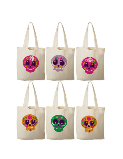 Sugar Skull Party Favor Bags - Set of Six Bags