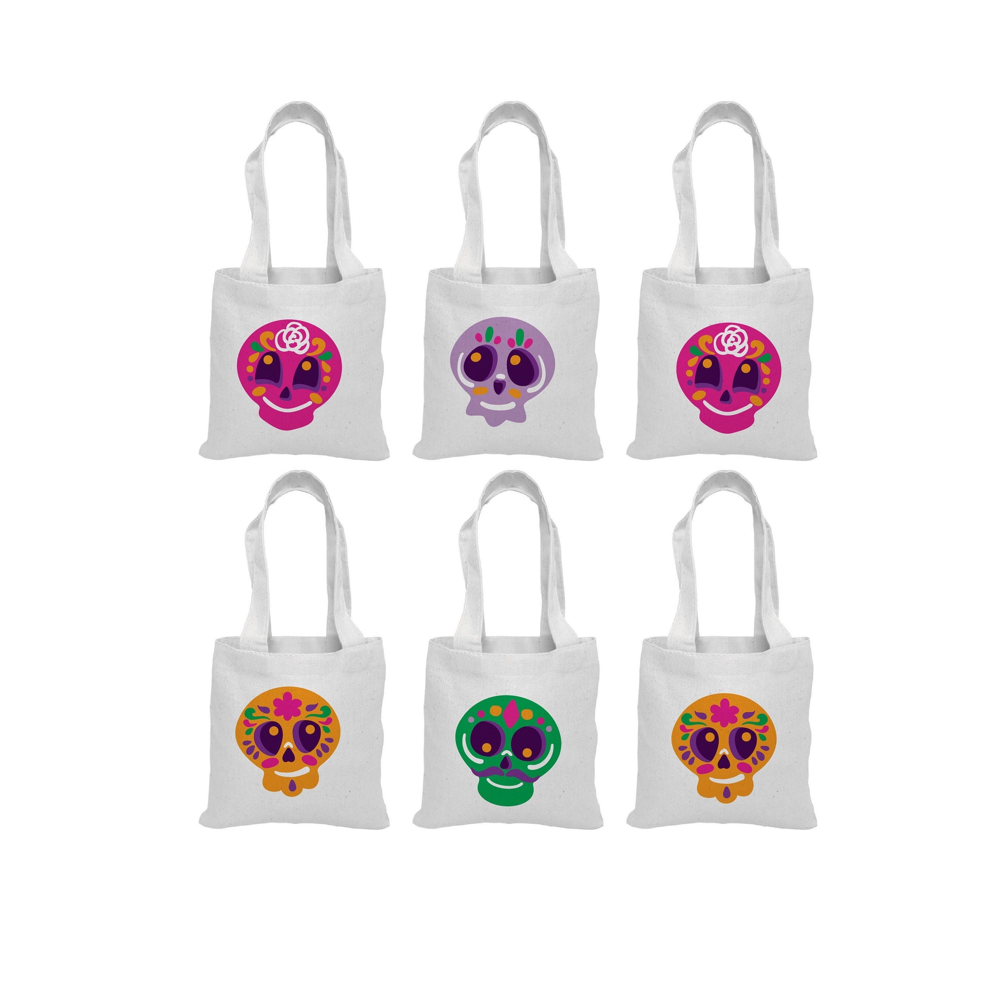 Sugar Skull Party Favor Bags - Set of Six Bags