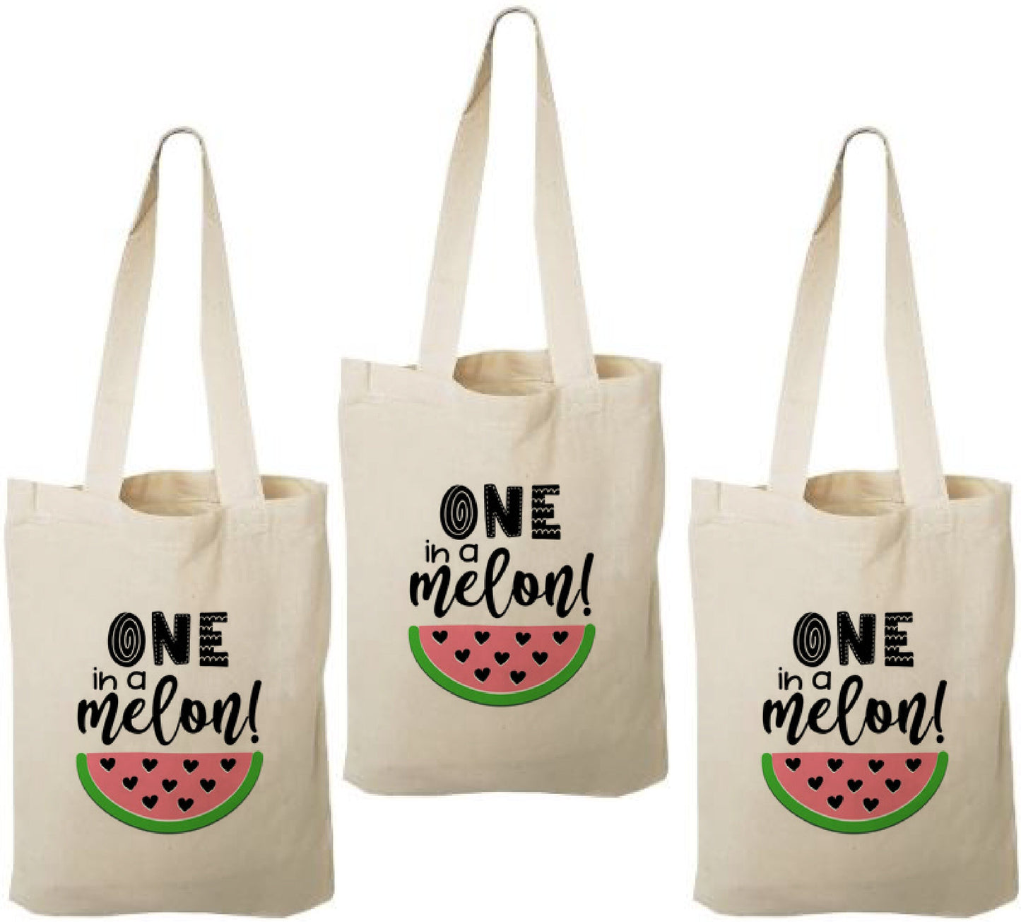 Watermelon First Birthday Party Favor Bags – Set of 3 Cotton Totes