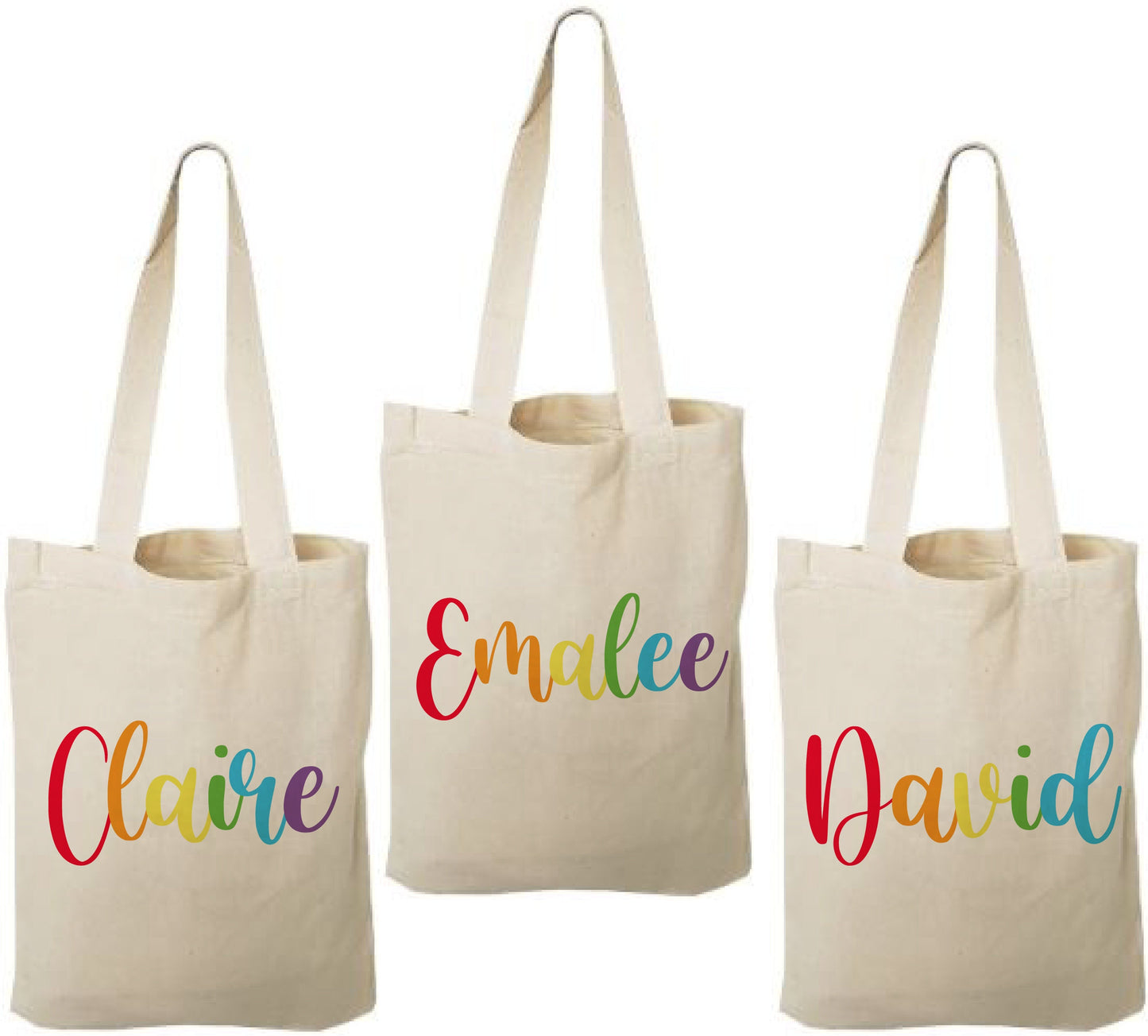 Custom Rainbow Name Party Favor Bags - Set of Three