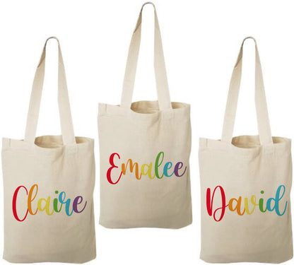 Custom Rainbow Name Party Favor Bags - Set of Three