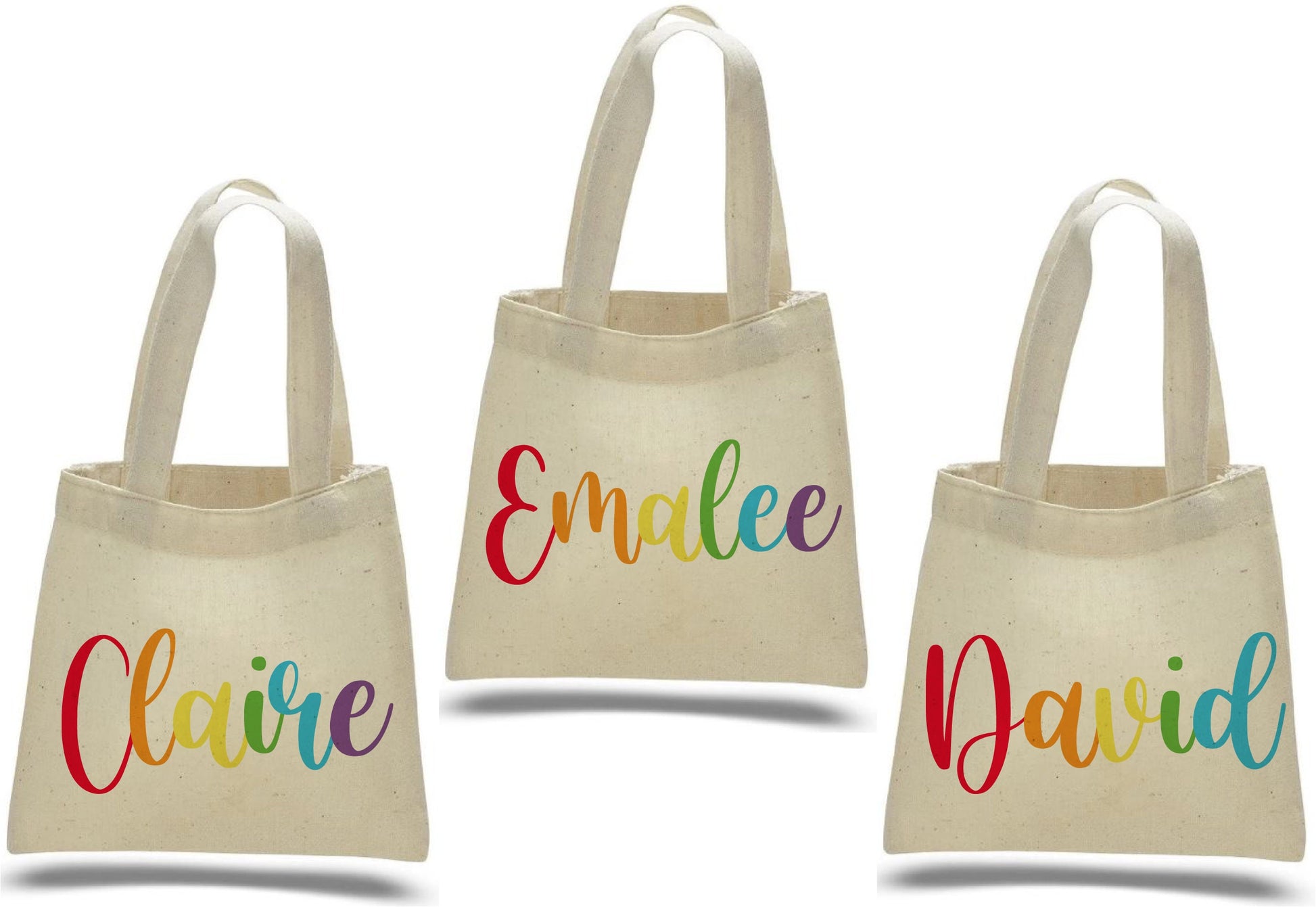 Custom Rainbow Name Party Favor Bags - Set of Three