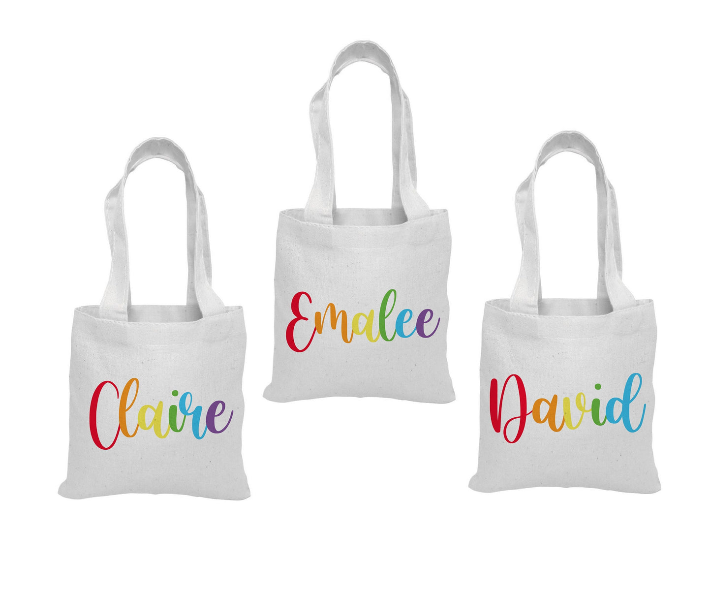 Custom Rainbow Name Party Favor Bags - Set of Three