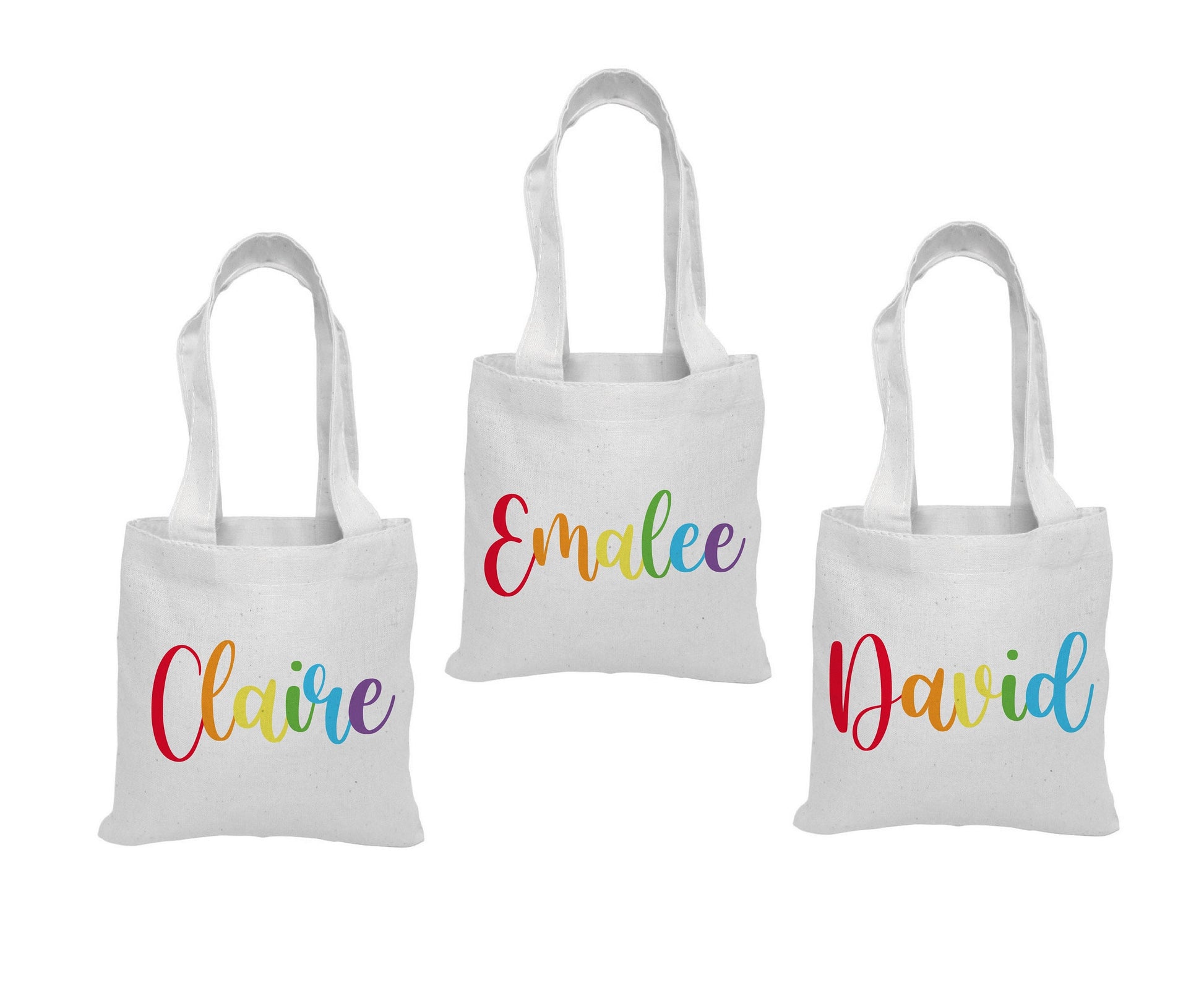 Custom Rainbow Name Party Favor Bags - Set of Three