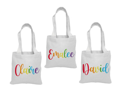 Custom Rainbow Name Party Favor Bags - Set of Three