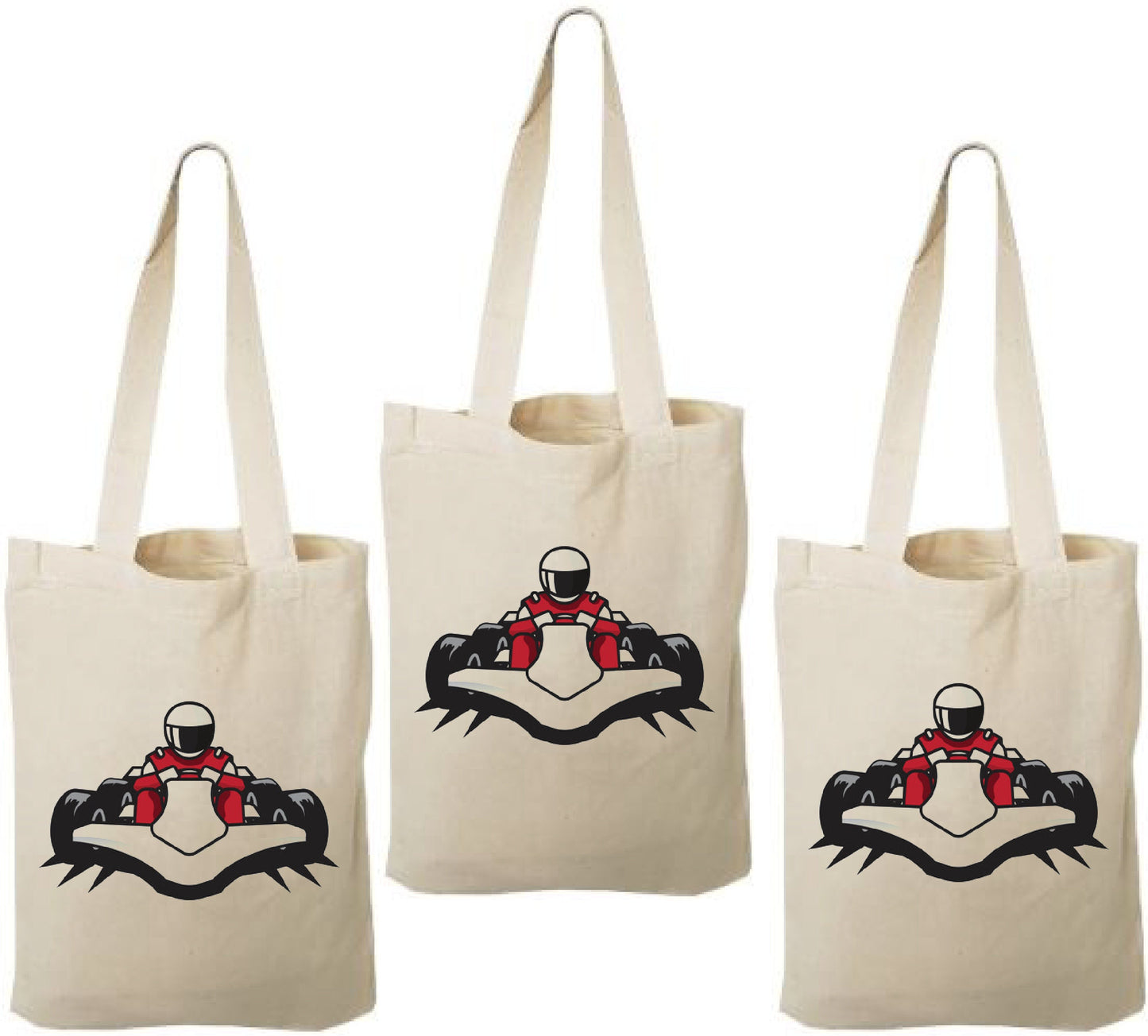 Go Kart Party Favor Bags, Set of 3 Cotton Treat Bags