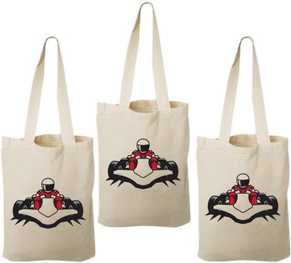 Go Kart Party Favor Bags, Set of 3 Cotton Treat Bags