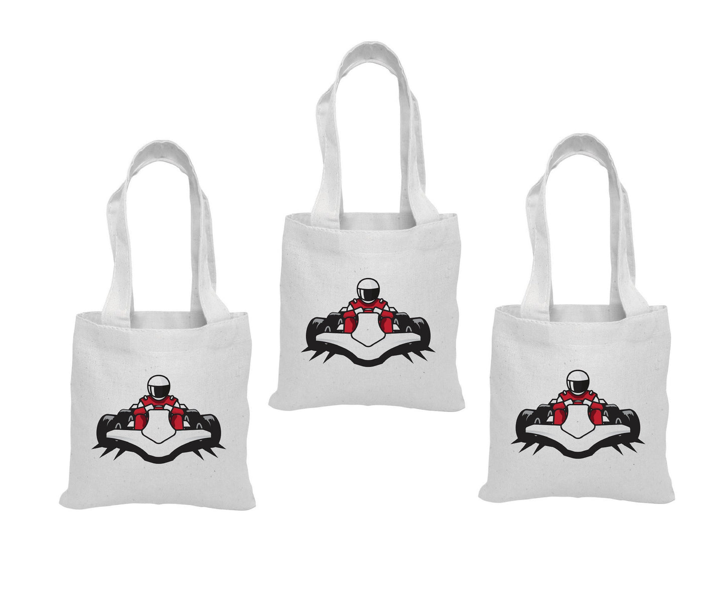 Go Kart Party Favor Bags, Set of 3 Cotton Treat Bags