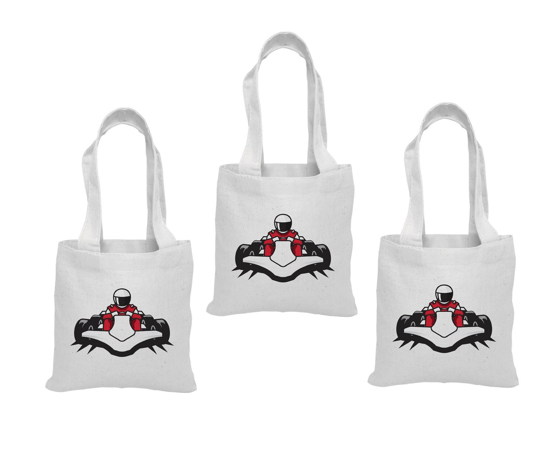 Go Kart Party Favor Bags, Set of 3 Cotton Treat Bags