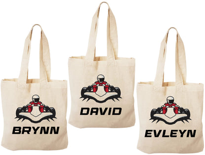 Custom Go Kart Party Favor Bags - Perfect for Go Kart or Race Car Themed Parties! - Set of Three Bags with Guest Names