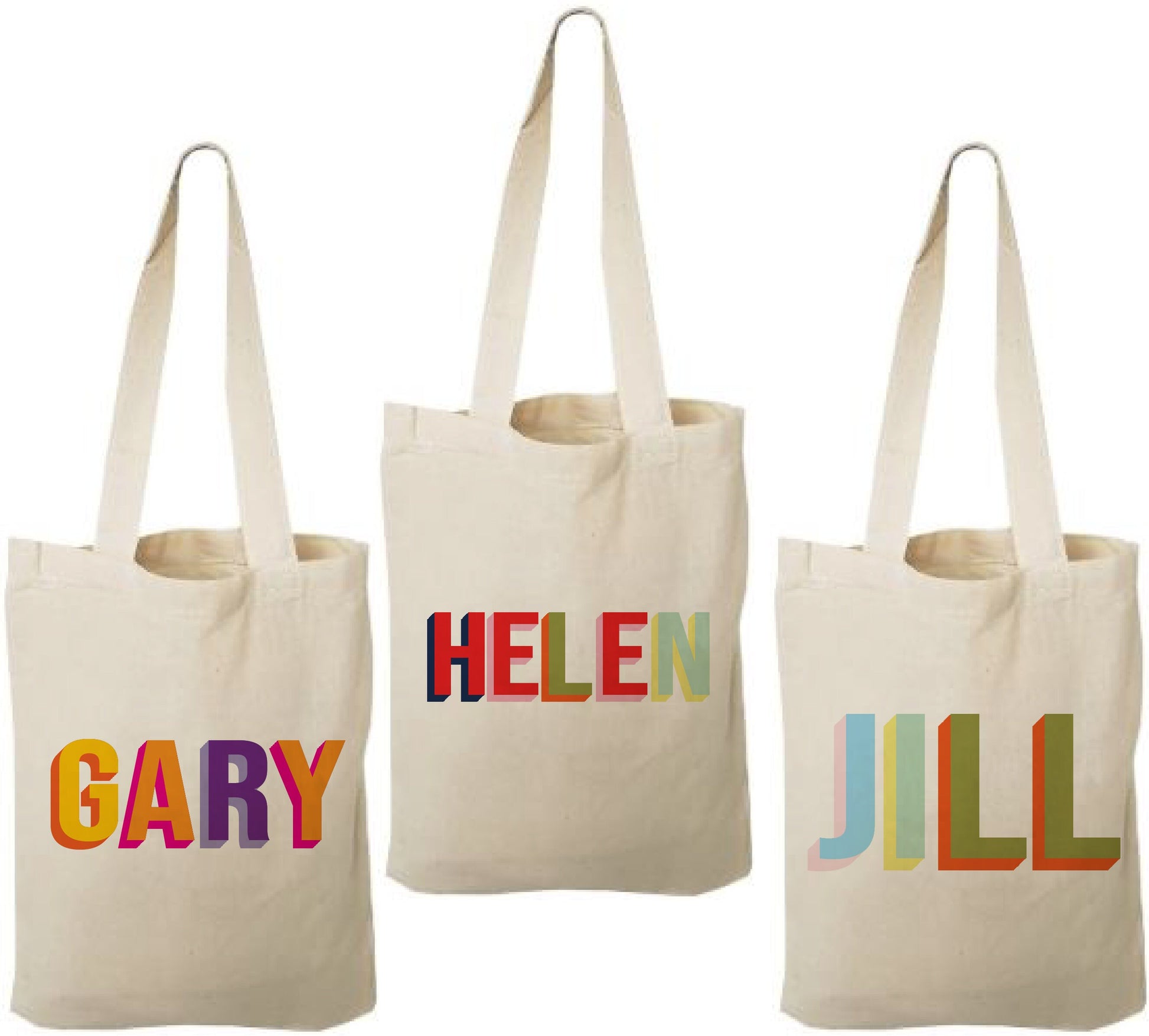 Personalized Rainbow Party Favor Bags - Set of Three Bags