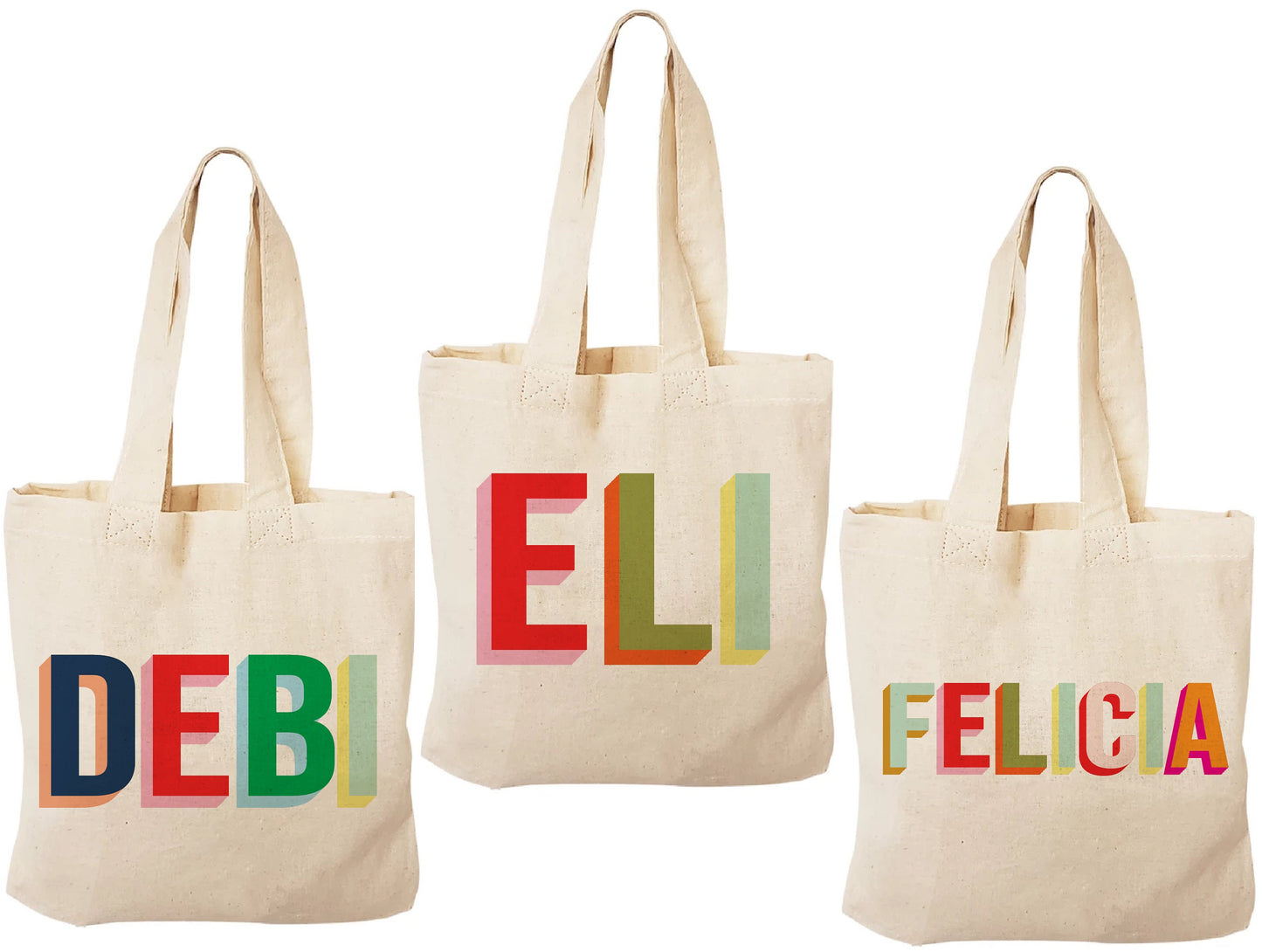 Personalized Rainbow Party Favor Bags - Set of Three Bags