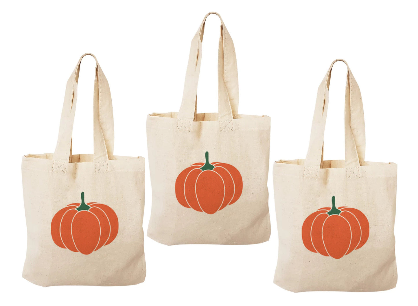 Pumpkin Treat Bags: Halloween Cotton Party Favor Bags - Set of 3