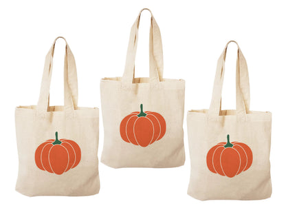Pumpkin Treat Bags: Halloween Cotton Party Favor Bags - Set of 3