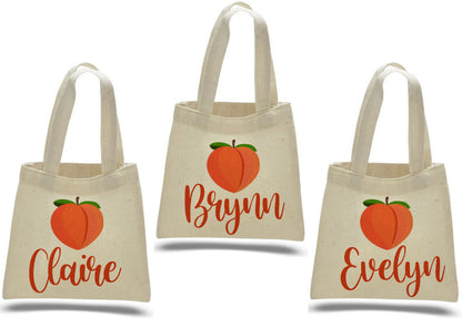 Personalized Peach Party Favor Bags - Set of Three Bags