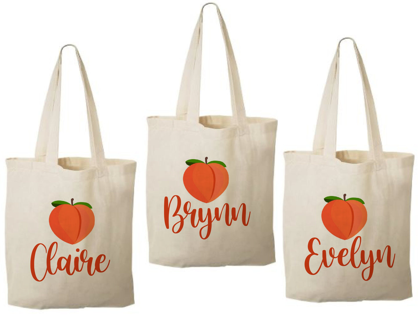 Personalized Peach Party Favor Bags - Set of Three Bags