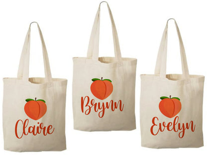 Personalized Peach Party Favor Bags - Set of Three Bags