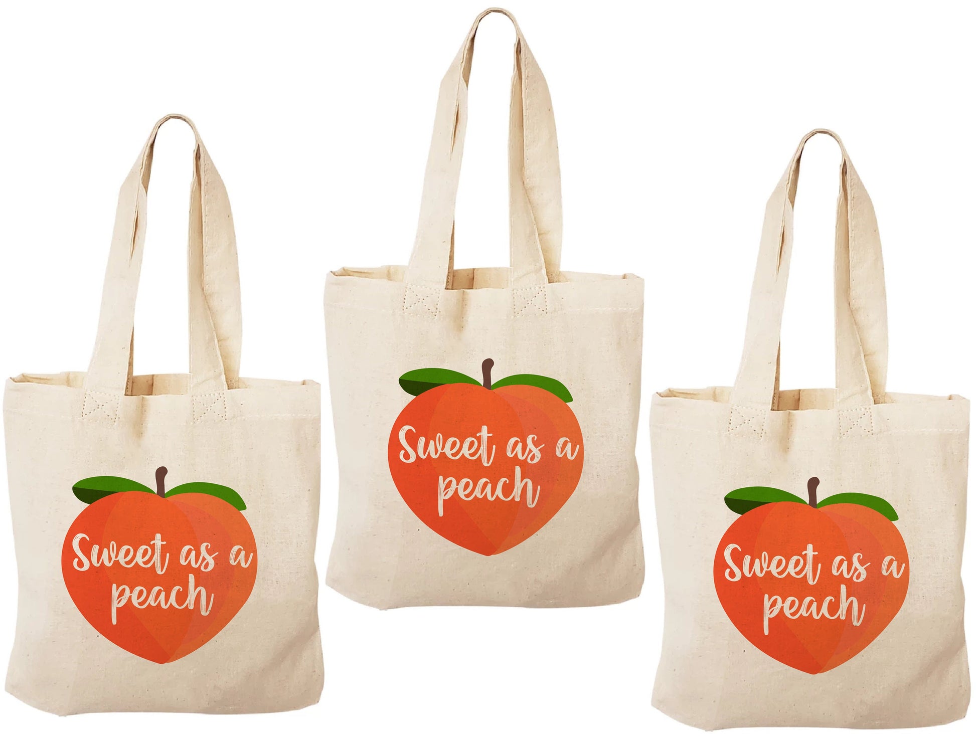 Peach Party Favor Bags: Set of 3 Cotton Treat Bags
