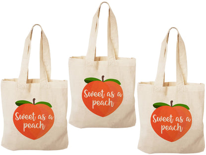 Peach Party Favor Bags: Set of 3 Cotton Treat Bags