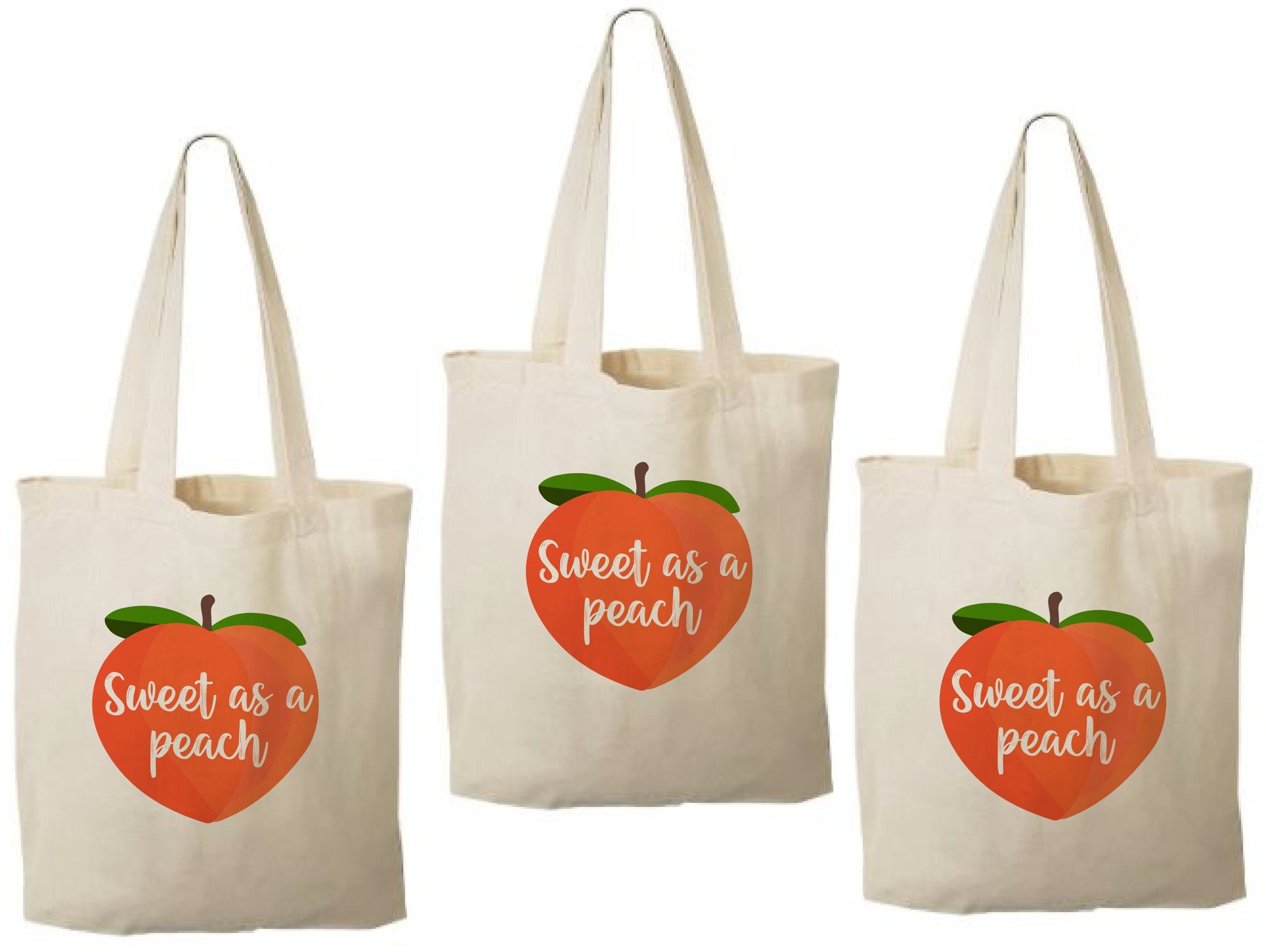 Peach Party Favor Bags: Set of 3 Cotton Treat Bags
