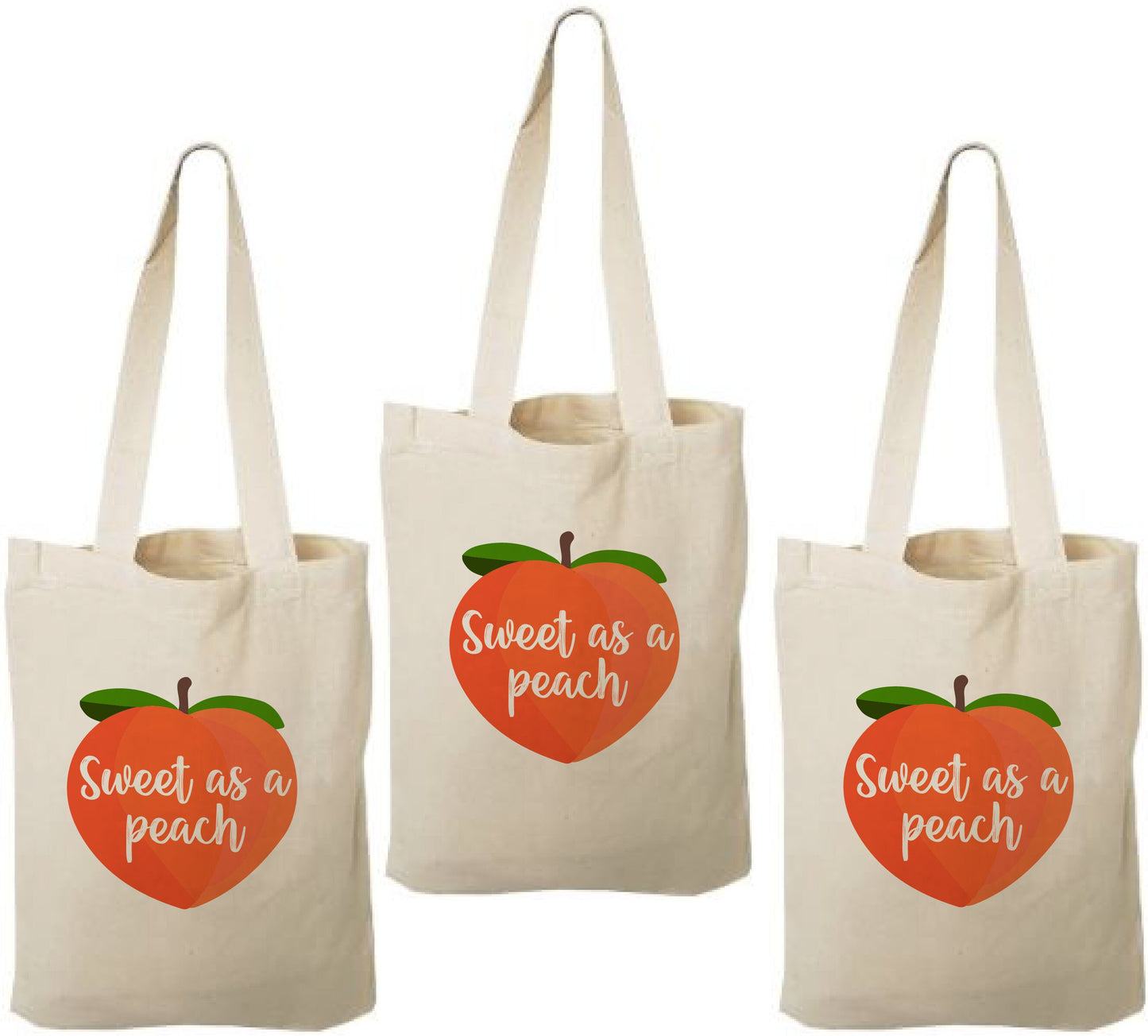 Peach Party Favor Bags: Set of 3 Cotton Treat Bags