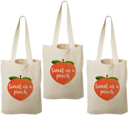 Peach Party Favor Bags: Set of 3 Cotton Treat Bags