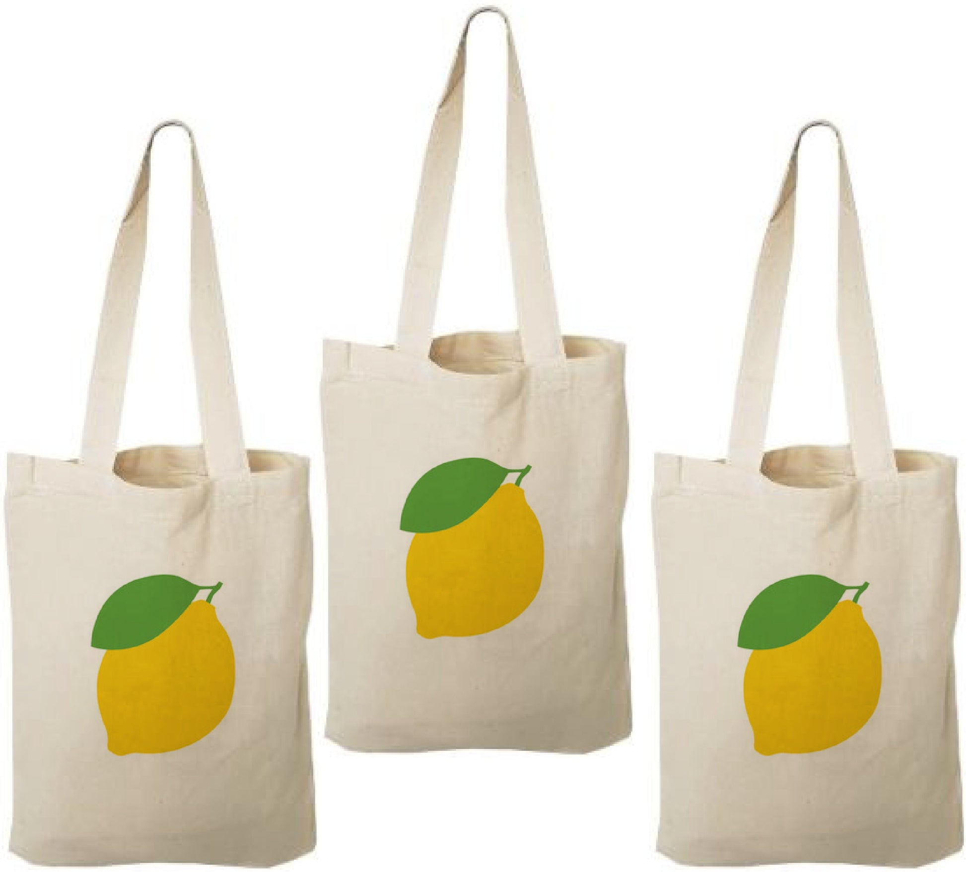 Lemon Party Favor Bags - Perfect for Lemon Themed Parties and Events! - Set of 3 - Cotton Party Bags with Handles - Cute Lemon Goodie Bags