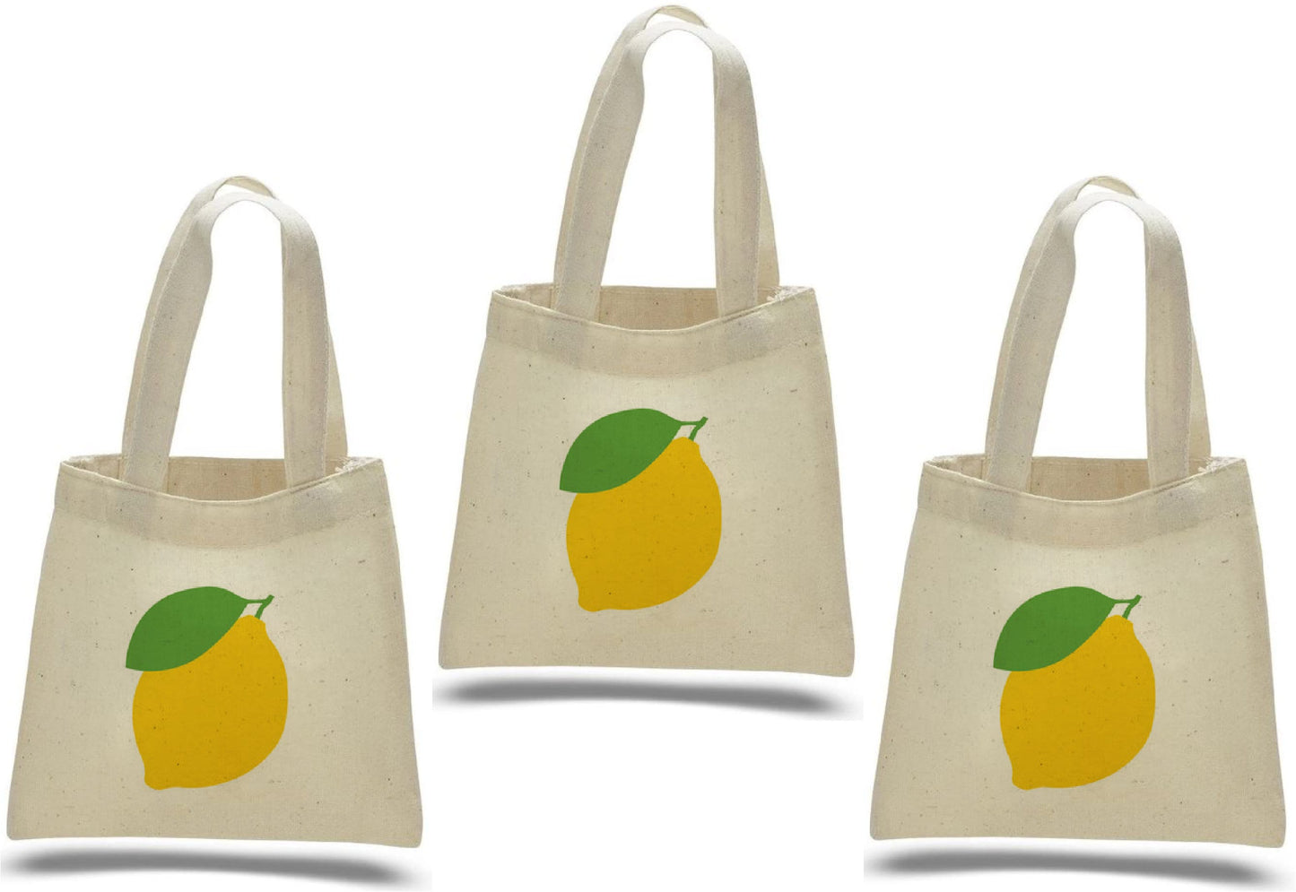 Lemon Party Favor Bags - Perfect for Lemon Themed Parties and Events! - Set of 3 - Cotton Party Bags with Handles - Cute Lemon Goodie Bags