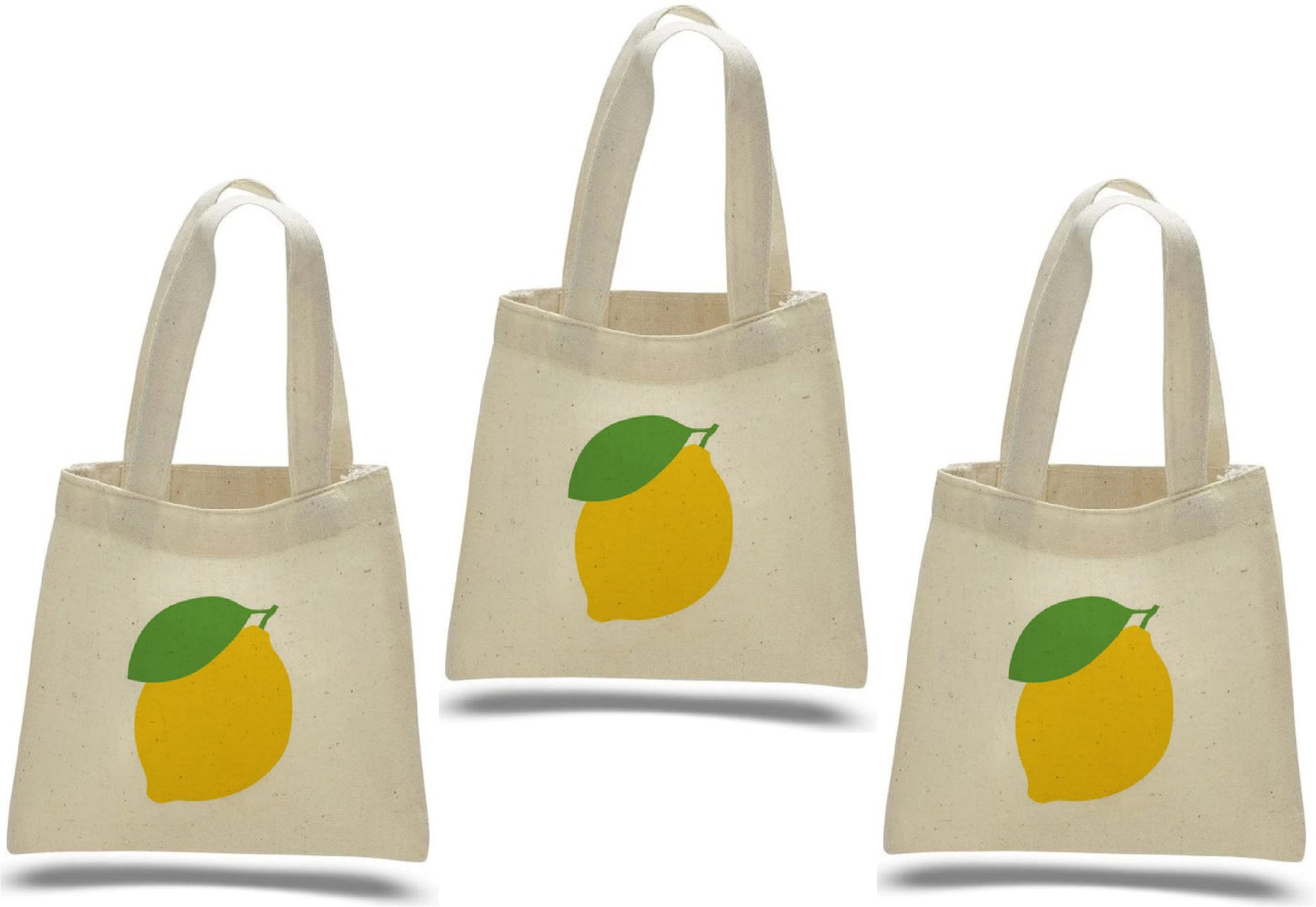 Lemon Party Favor Bags - Perfect for Lemon Themed Parties and Events! - Set of 3 - Cotton Party Bags with Handles - Cute Lemon Goodie Bags